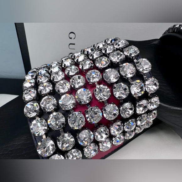 Gucci Sandals Slides Apollo Cathena Swarovski Crystal Bling Box EU 37 US 7 - Picture 10 of 14
